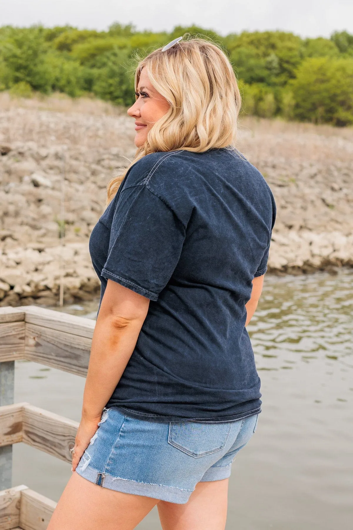 "American Made" Faded Graphic Tee- Navy