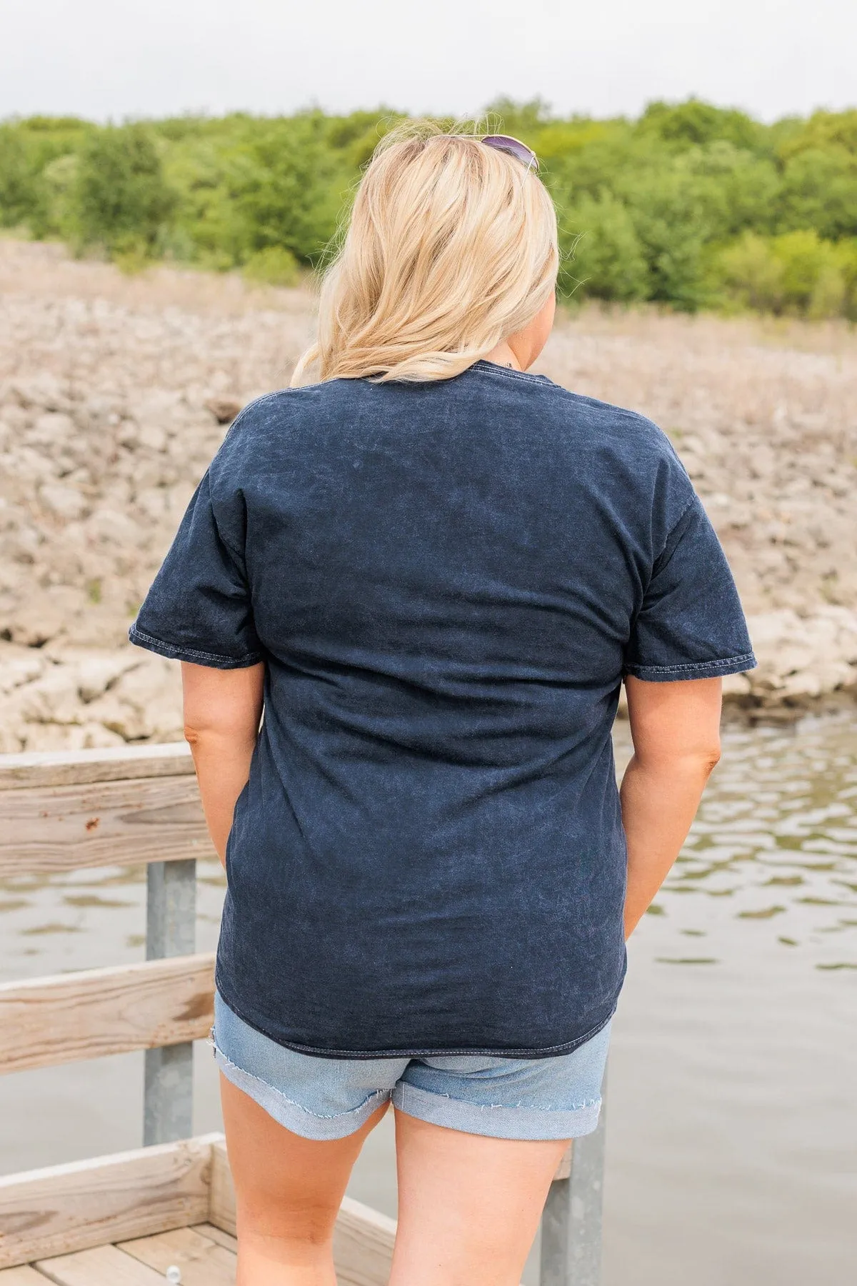 "American Made" Faded Graphic Tee- Navy