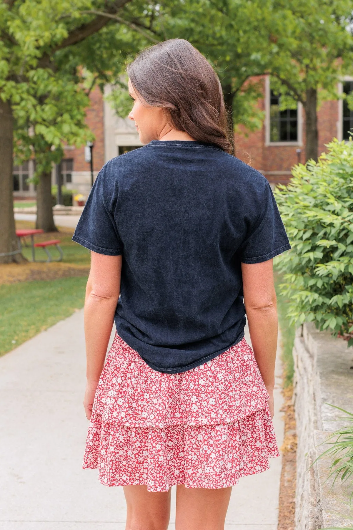 "American Made" Faded Graphic Tee- Navy