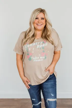 "Country Road Take Me Home" Graphic Tee- Tan