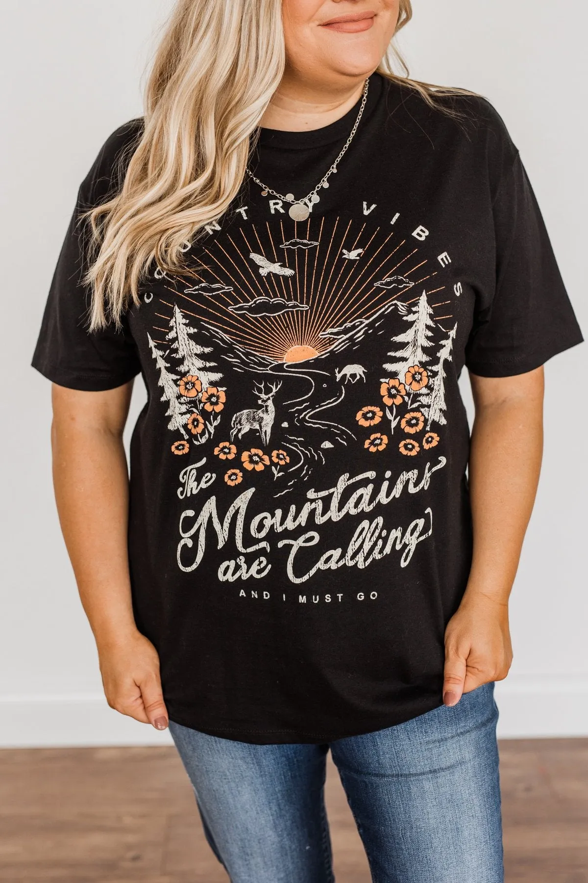 "Country Vibes" Graphic Tee- Black