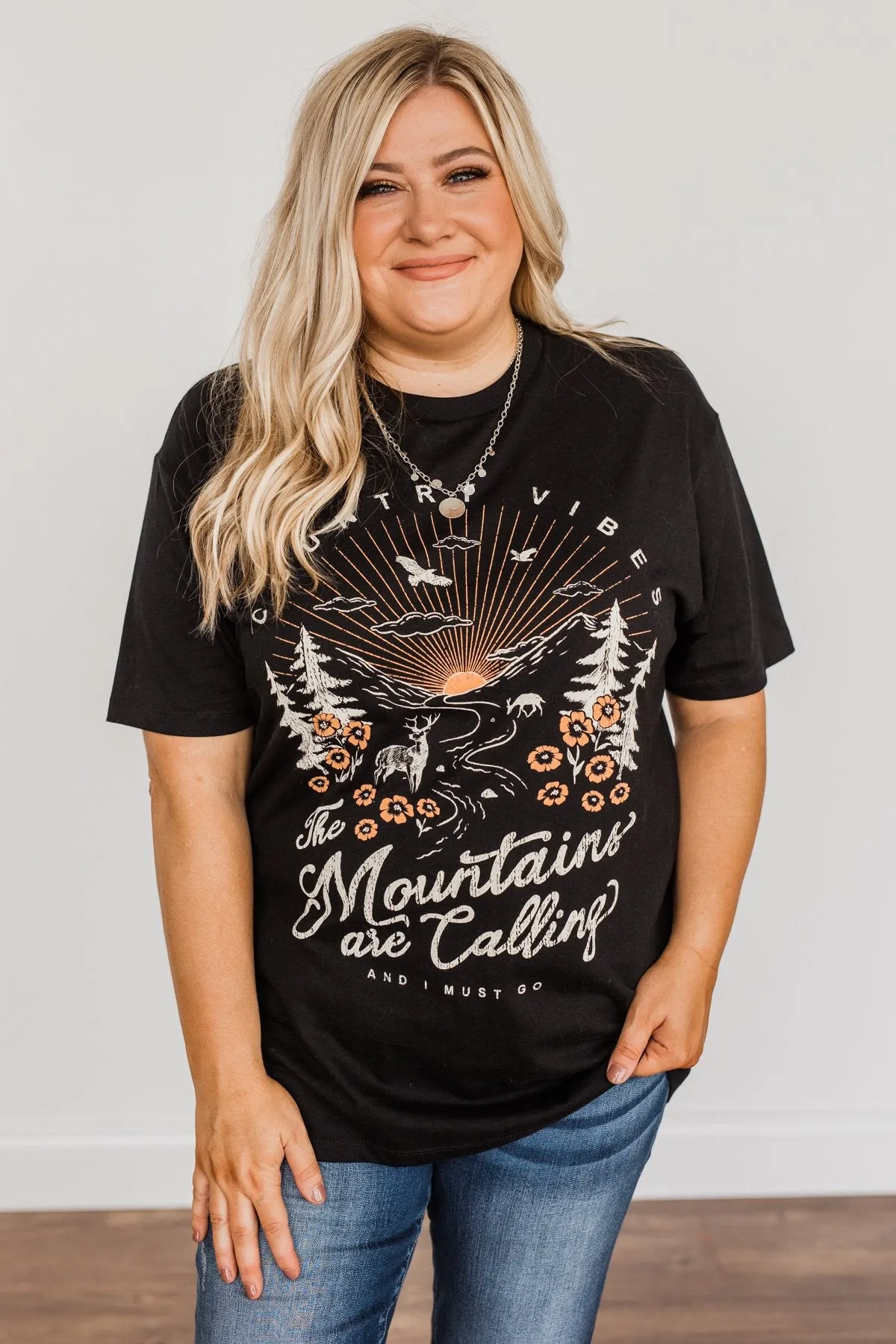 "Country Vibes" Graphic Tee- Black