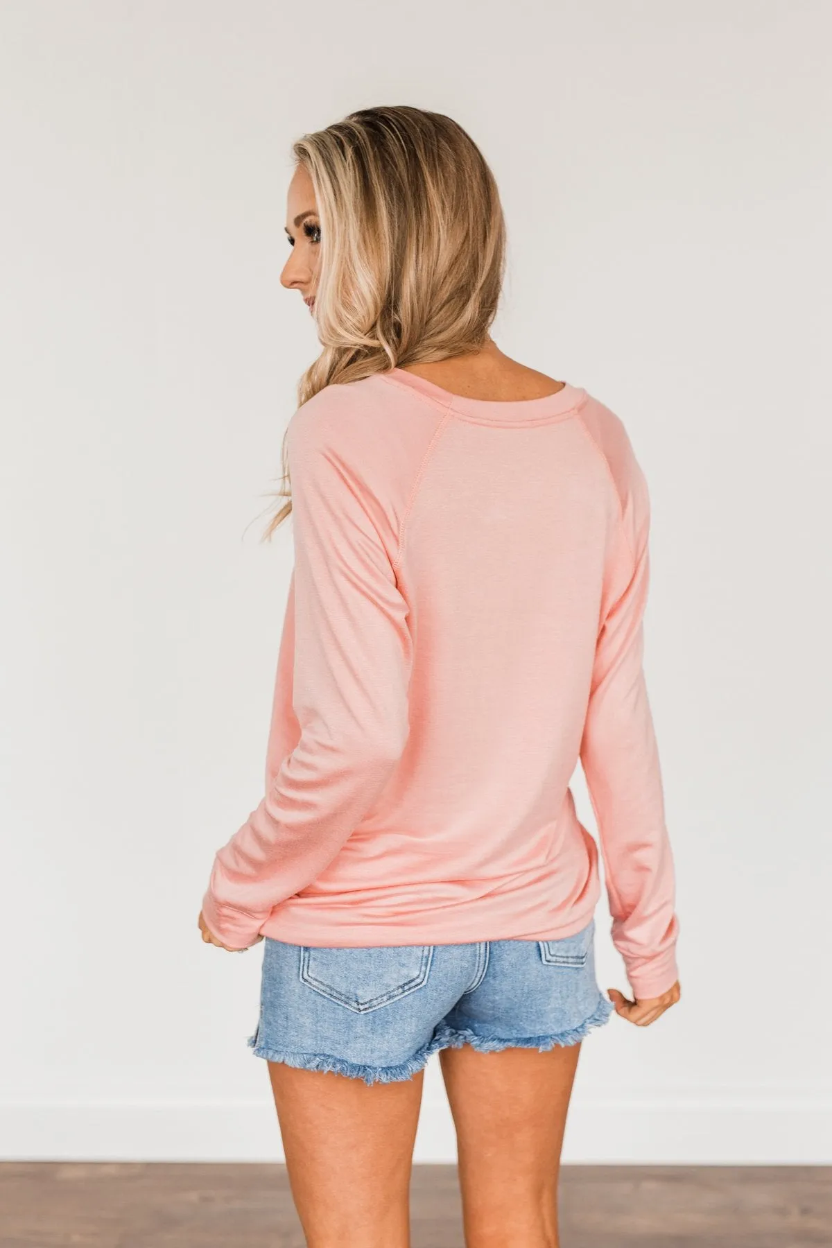 "Midwest" Long Sleeve Graphic Top- Light Pink