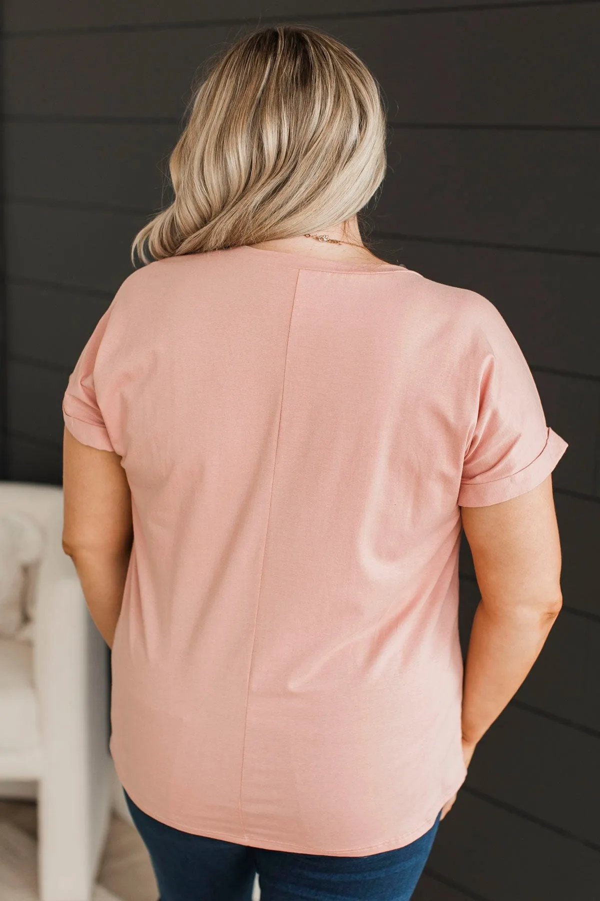 "USA" V-Neck Top- Dusty Pink