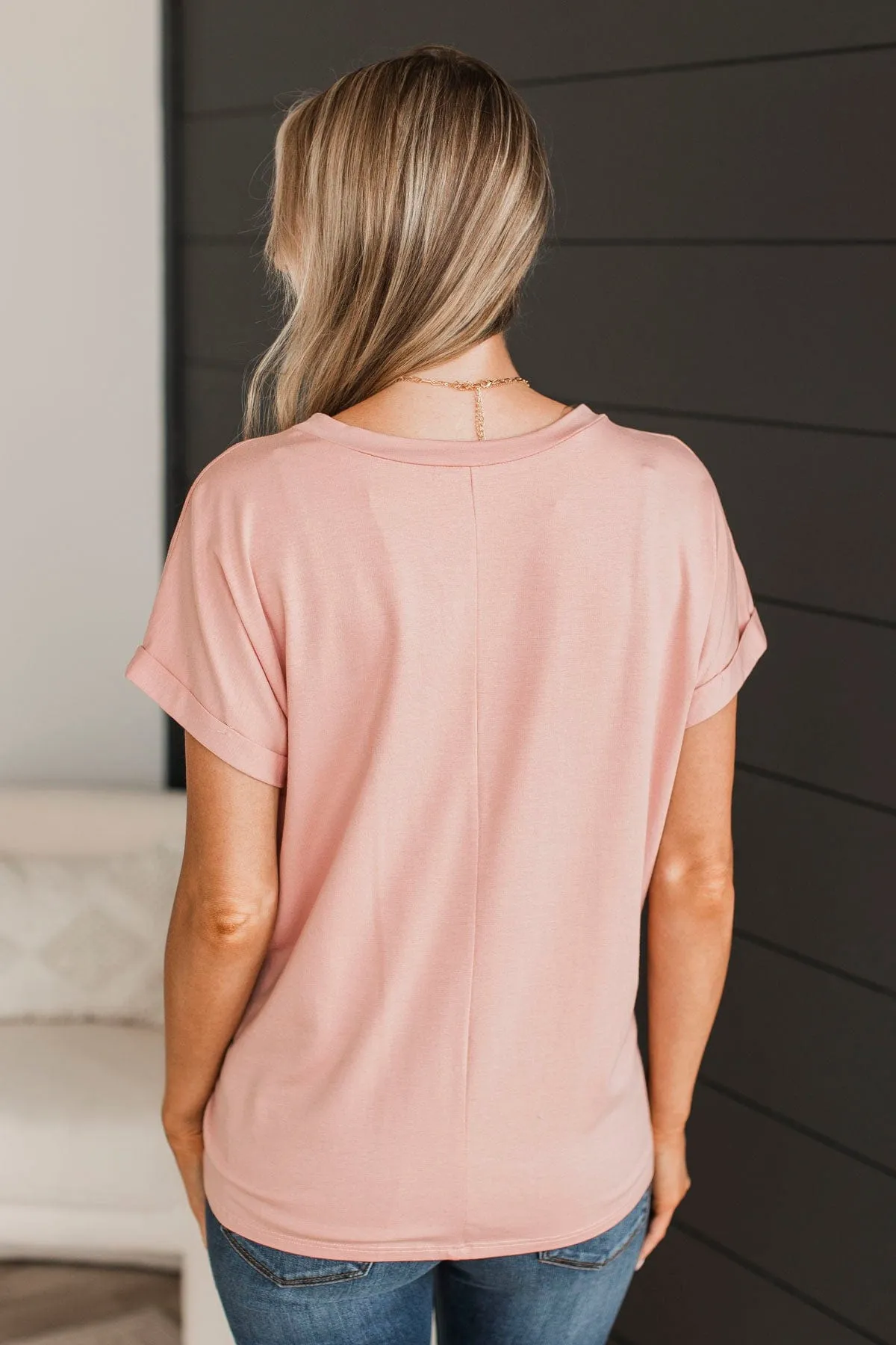 "USA" V-Neck Top- Dusty Pink