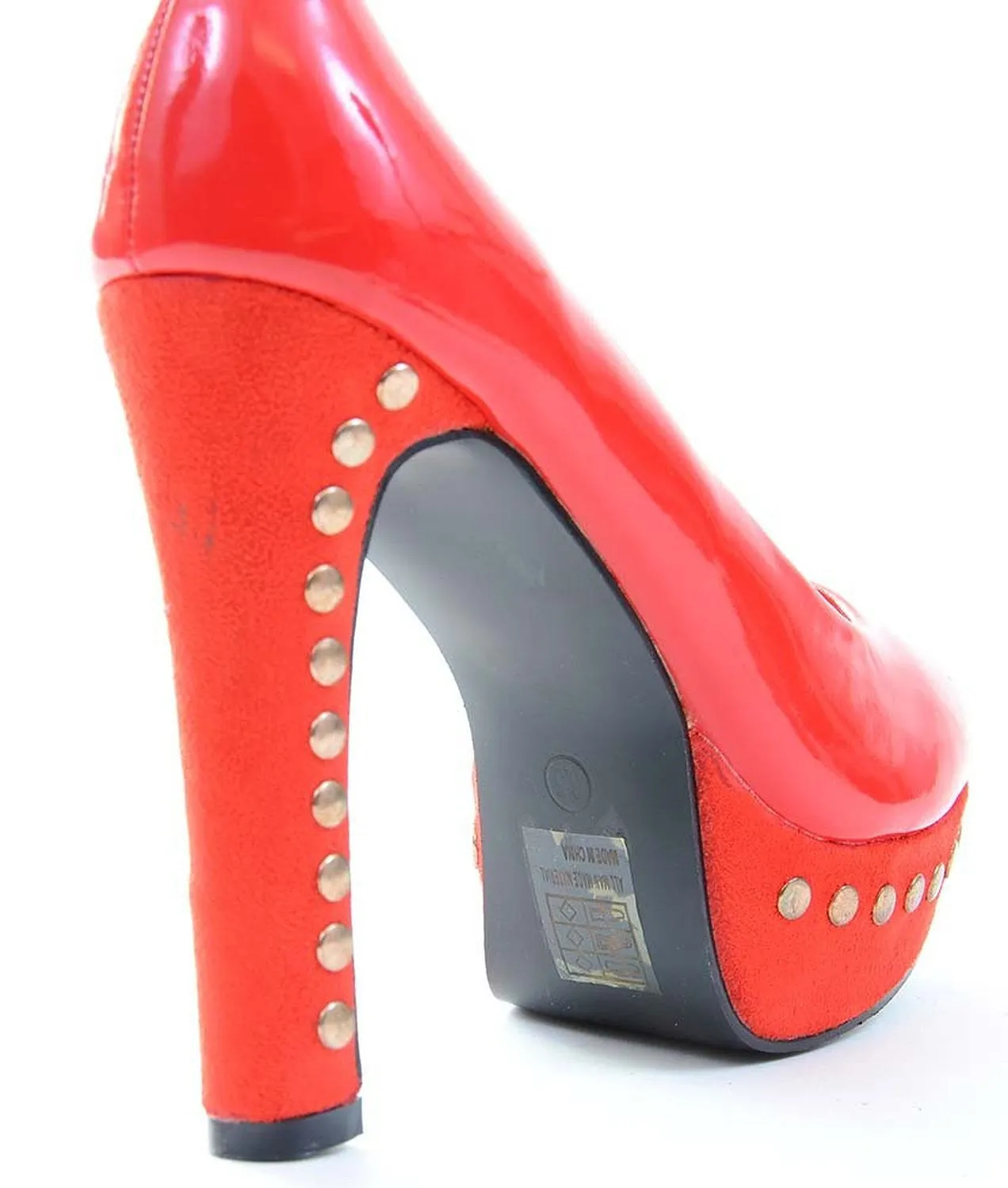 Red Shiny Patent Round Toe Stiletto Pump Zena-14 Fourever Funky