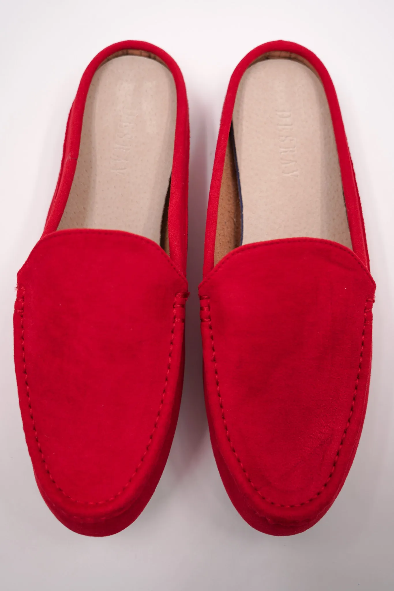 Red Suedette Slip Ons