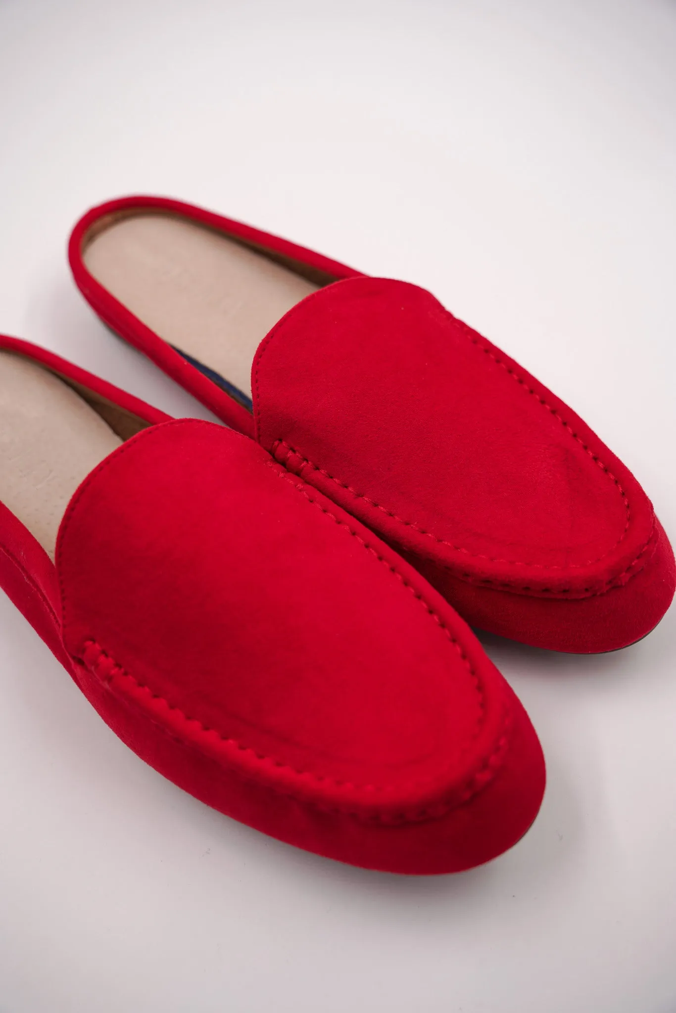 Red Suedette Slip Ons