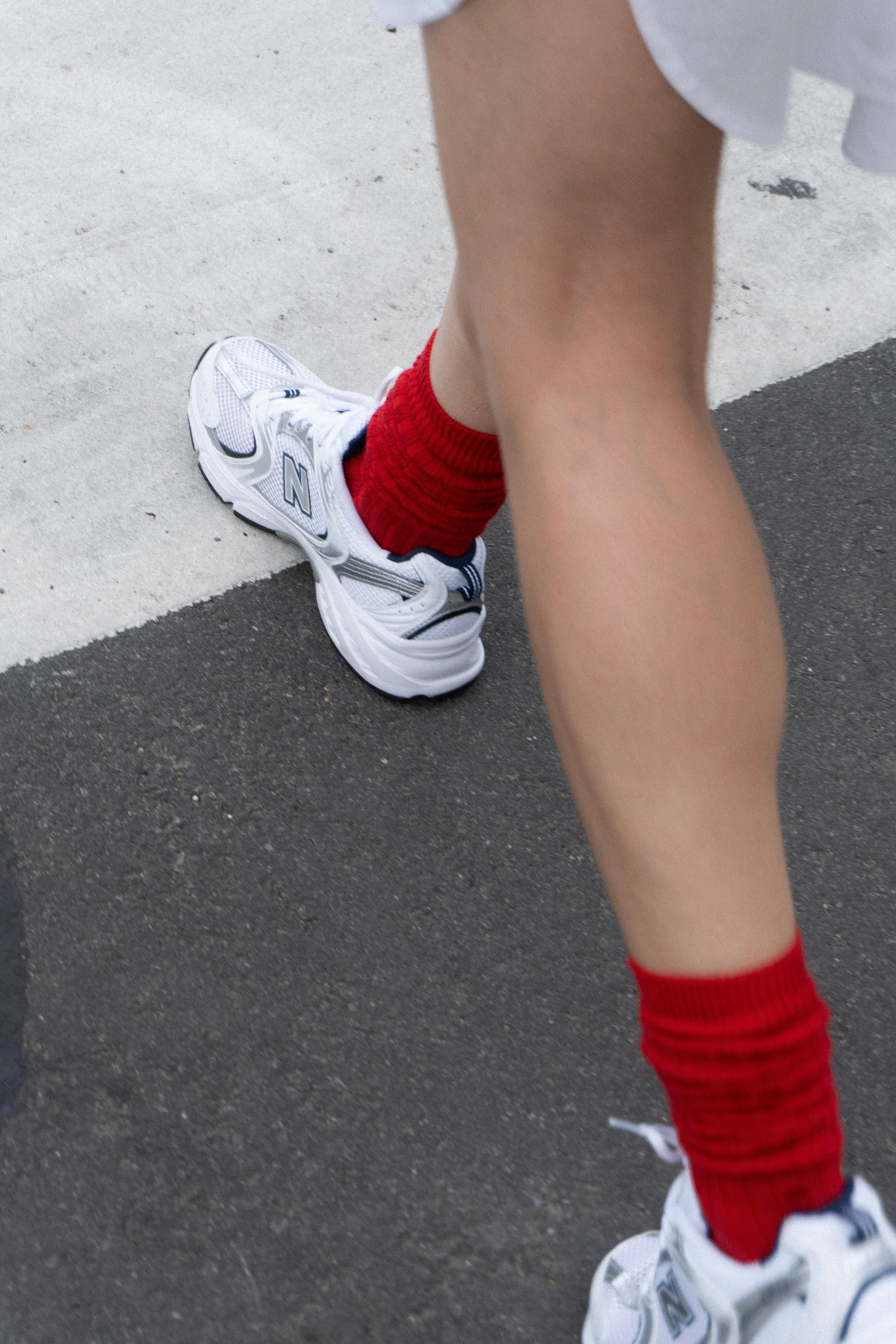 Ribbed College Sock in Red