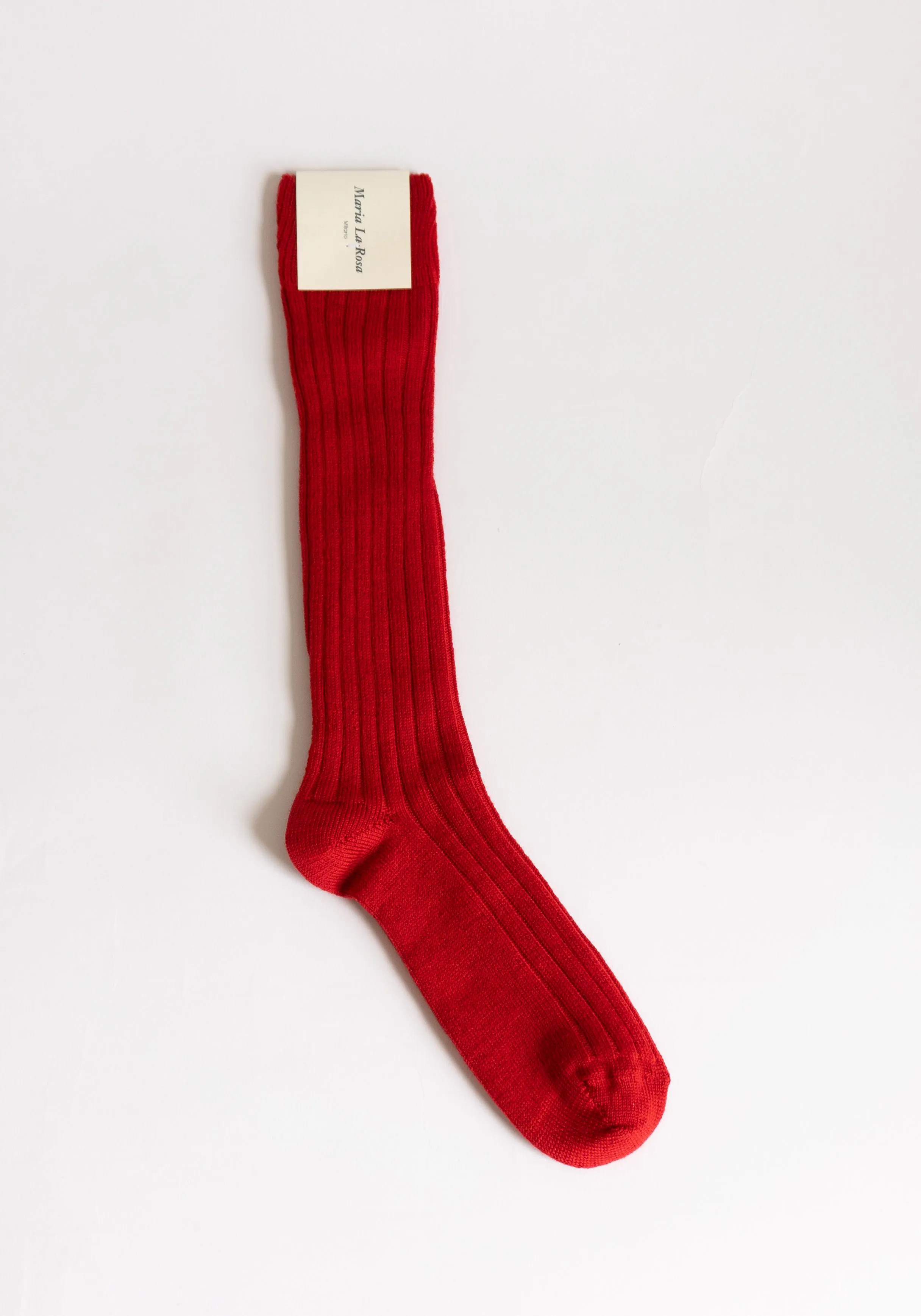 Ribbed College Sock in Red