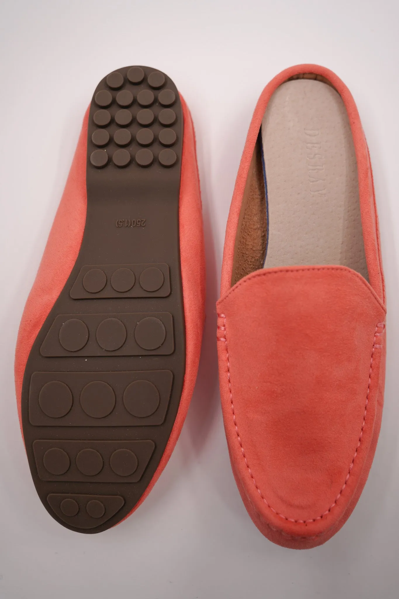 Salmon Pink Suedette Slip Ons