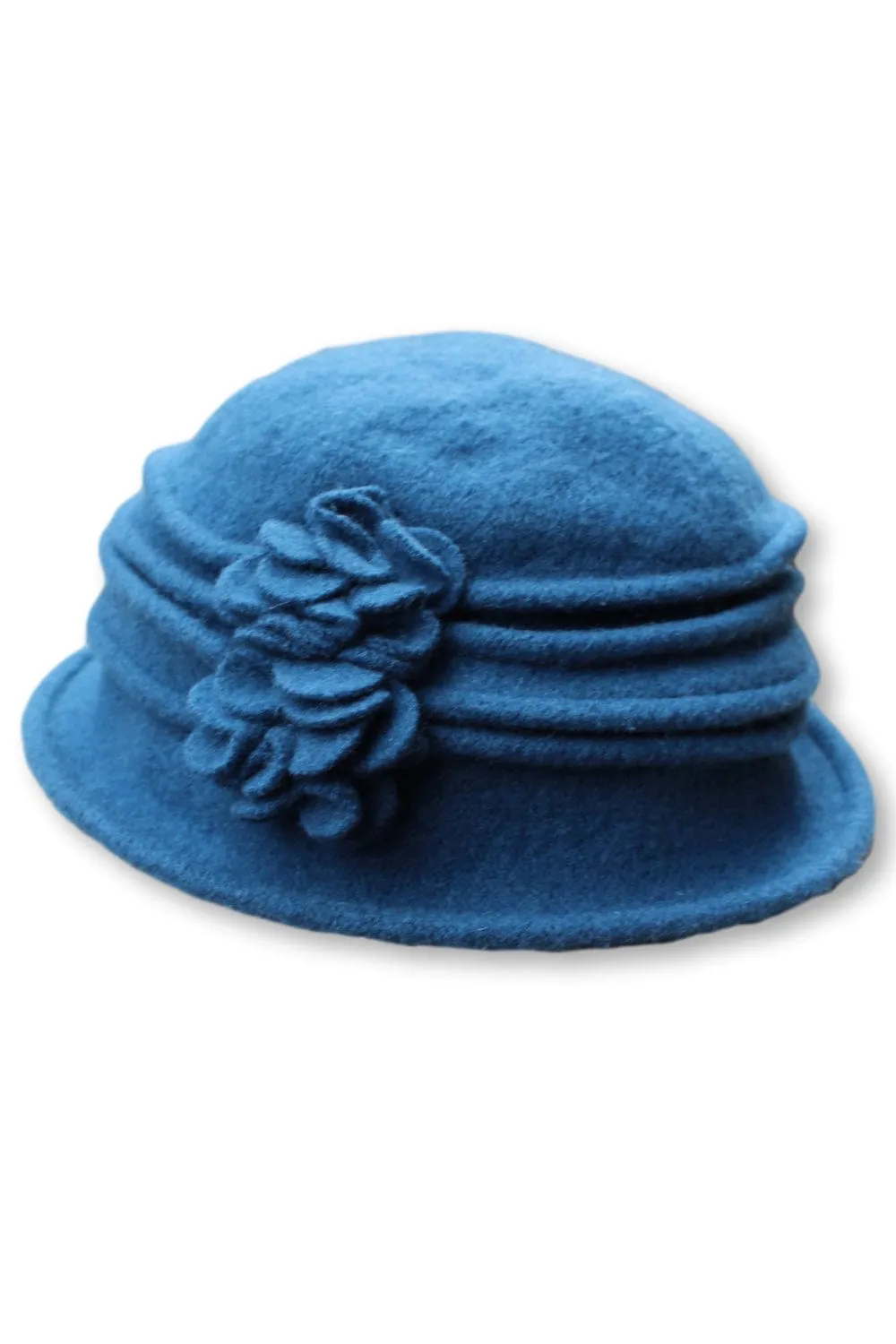 Side Floral Pleated Hat