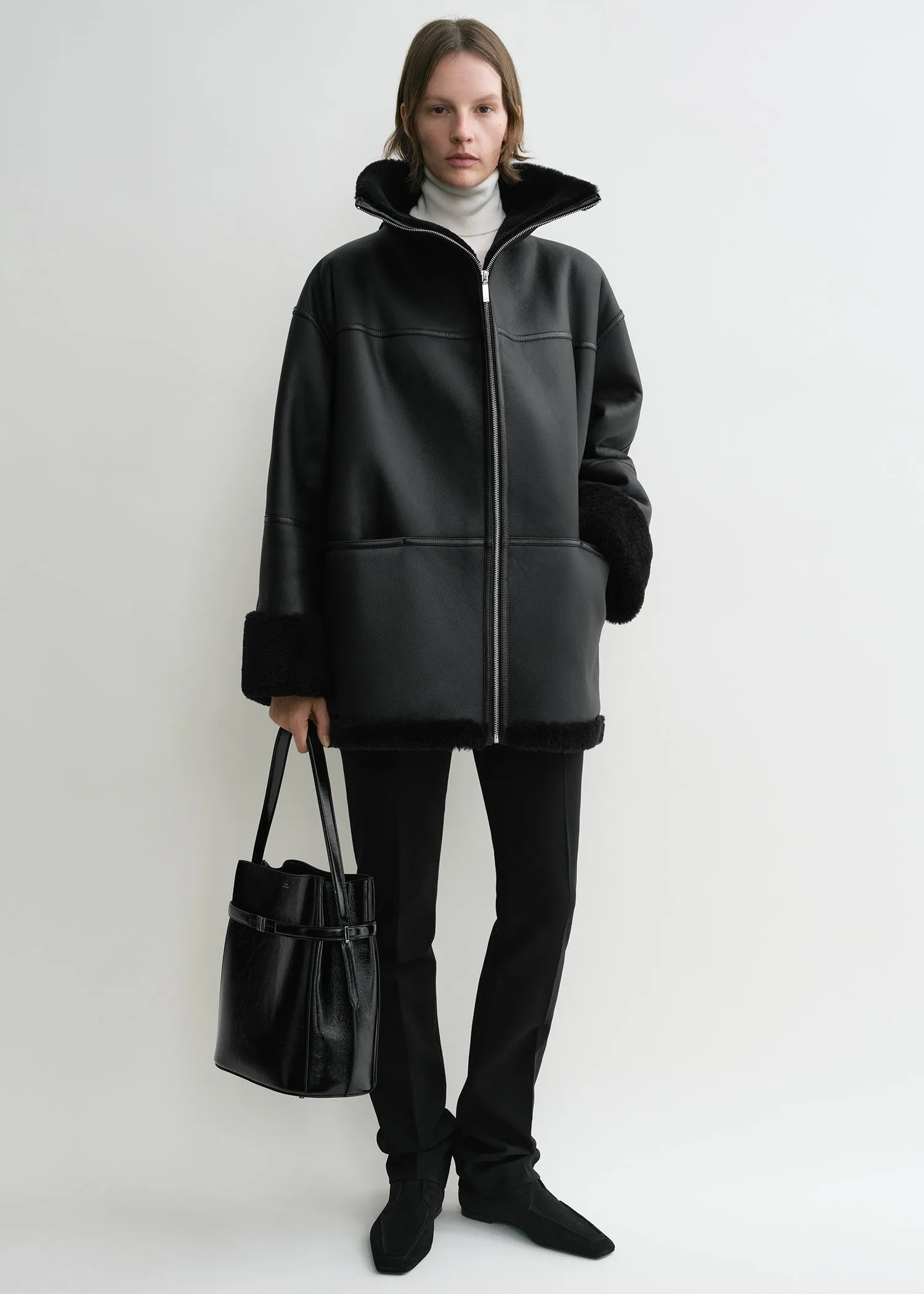 Signature shearling jacket black