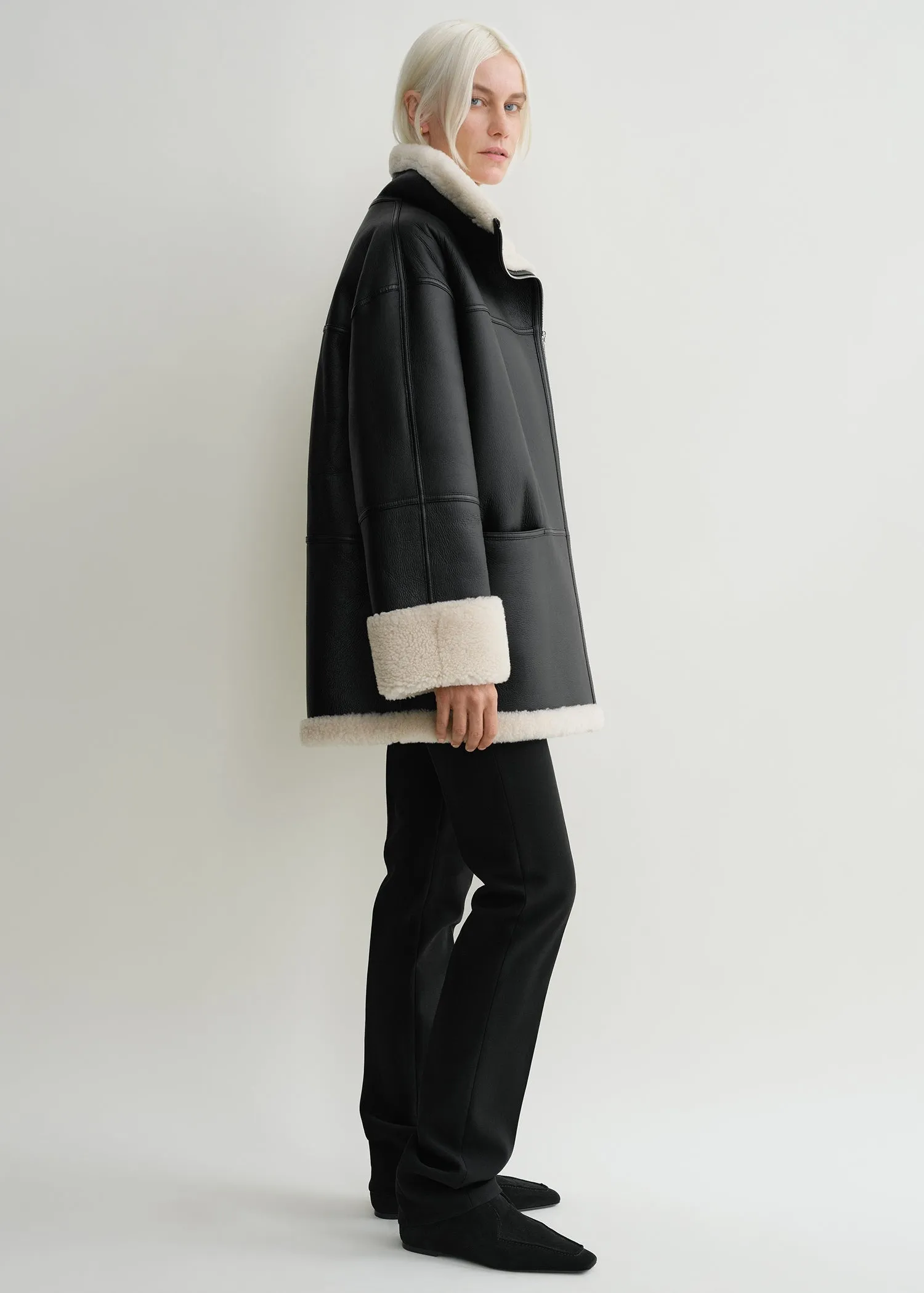 Signature shearling jacket black/off-white