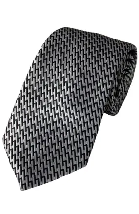 Silver Monochrome Mason Tie - Brand New