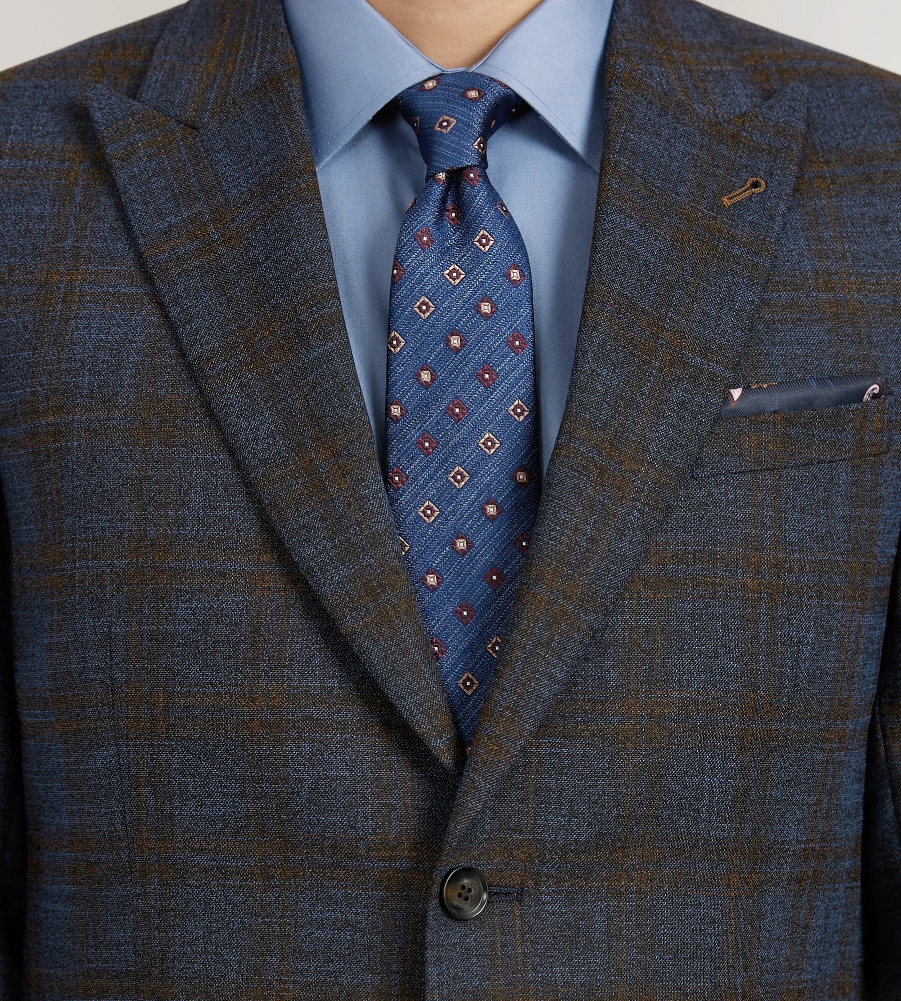 Slim Fit Blue Plaid Suit