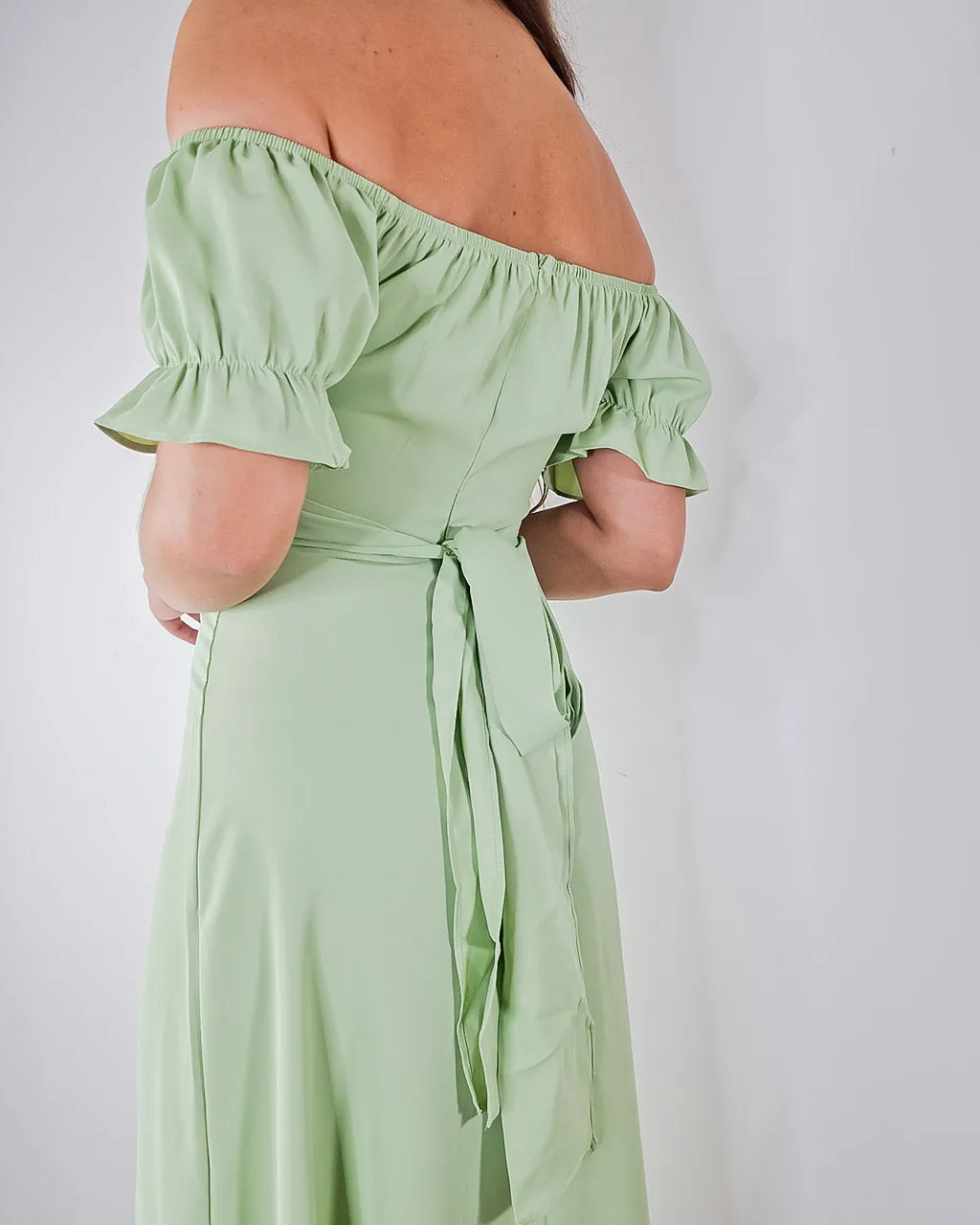 Sophia Green off Shoulder Dress - Sage Green Cocktail Dress