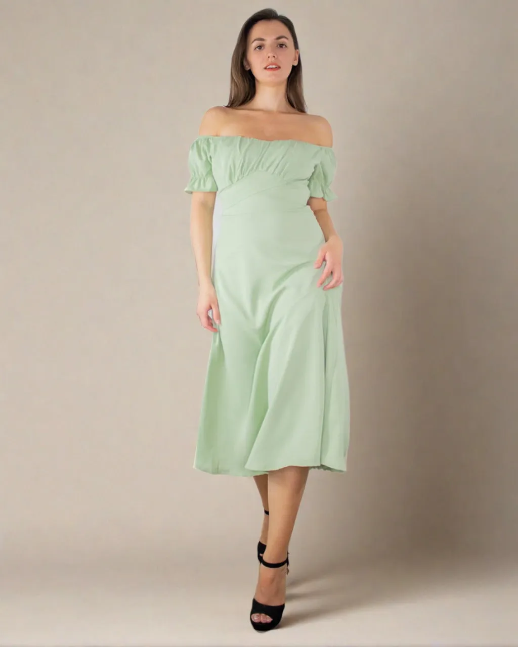 Sophia Green off Shoulder Dress - Sage Green Cocktail Dress