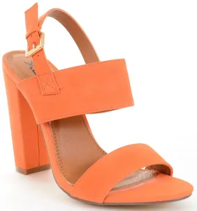 Strappy Slingback Buckled Open Toe Chunky Heels