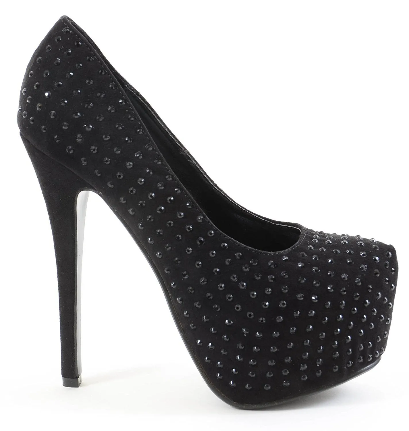 Studded Almond Toe Platform Pump Womens Stiletto Heels