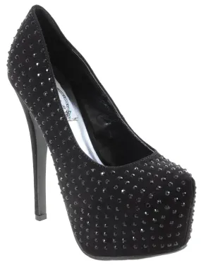 Studded Almond Toe Platform Pump Womens Stiletto Heels