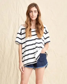 The Cut Neck Tee. -- Bleach Stripe