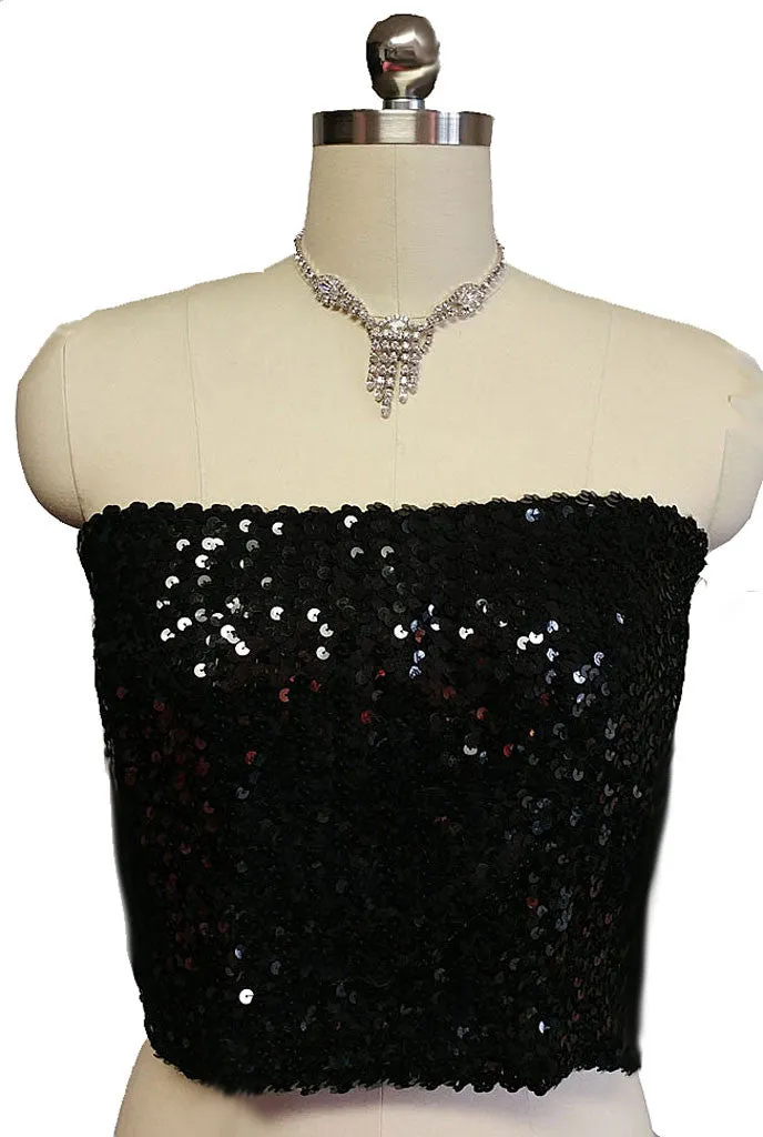 *VINTAGE '80s CREATIONS III BLACK SEQUIN EVENING TOP