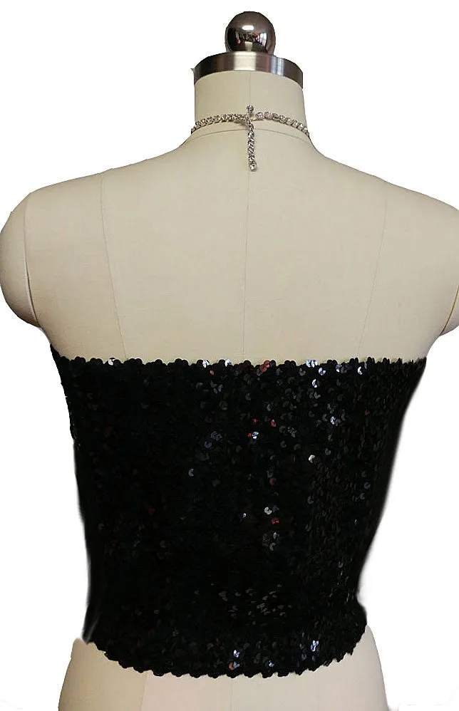 *VINTAGE '80s CREATIONS III BLACK SEQUIN EVENING TOP